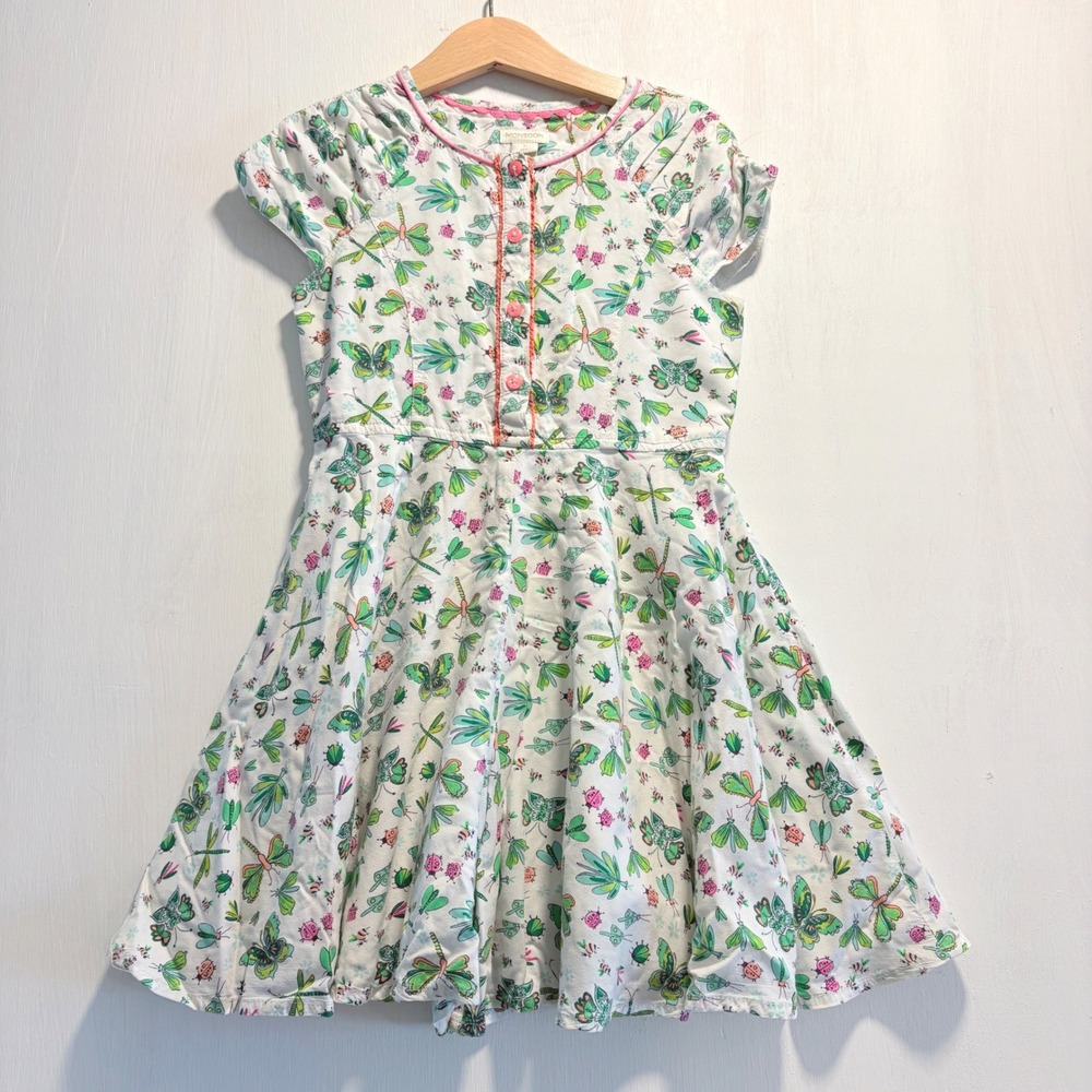 Monsoon Kids White Butterfly Dragonfly Insect Print Romper Size 7 Years